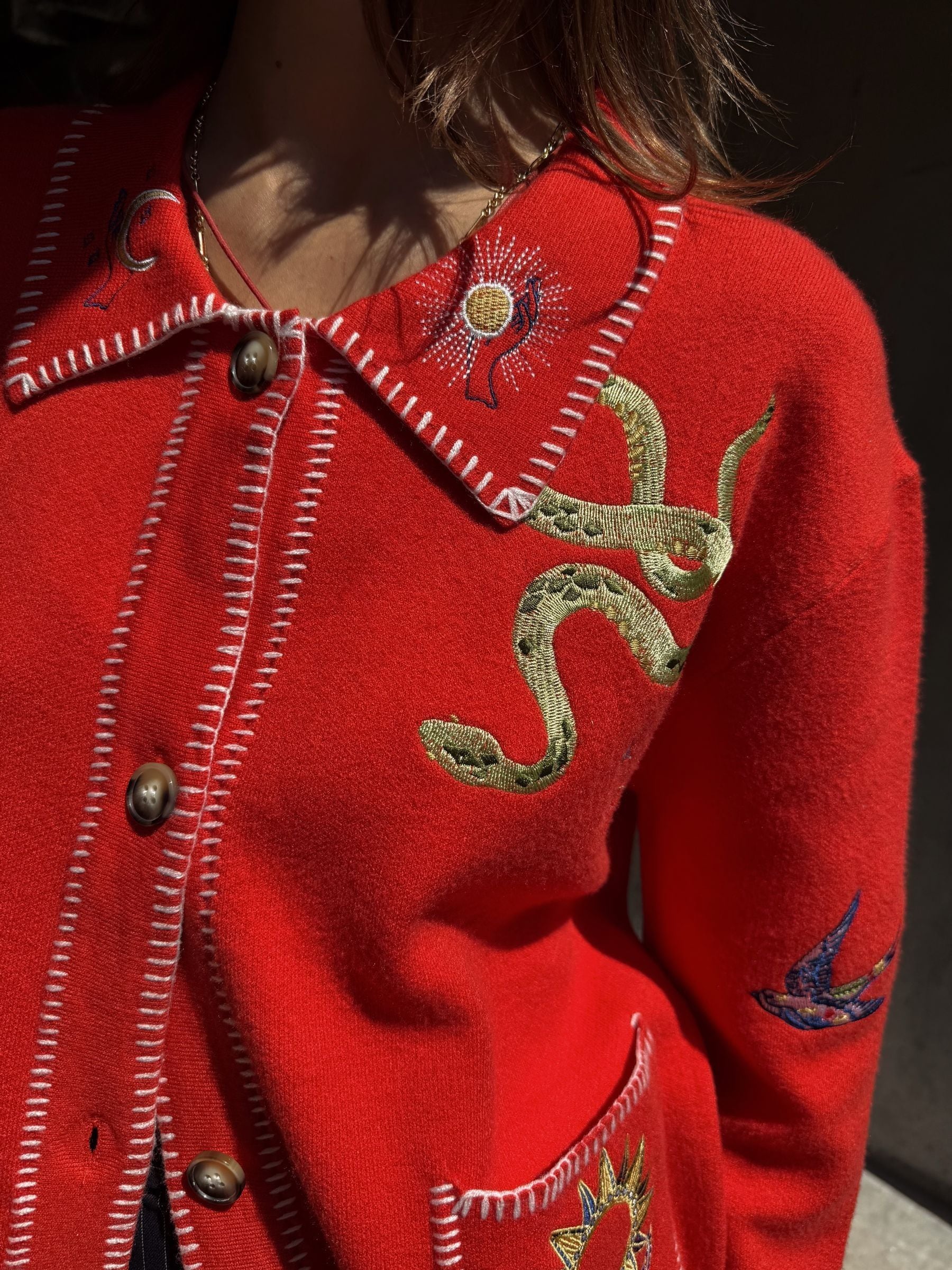 Buy Never Fully Dressed Red Mystical Cardigan with Collar from