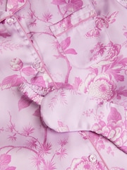 Monsoon Purple Floral Satin Short Pyjamas & Sleep Mask Set - Image 3 of 3