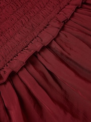 Monsoon Red Frilly Smocked Satin Dress - Image 3 of 3