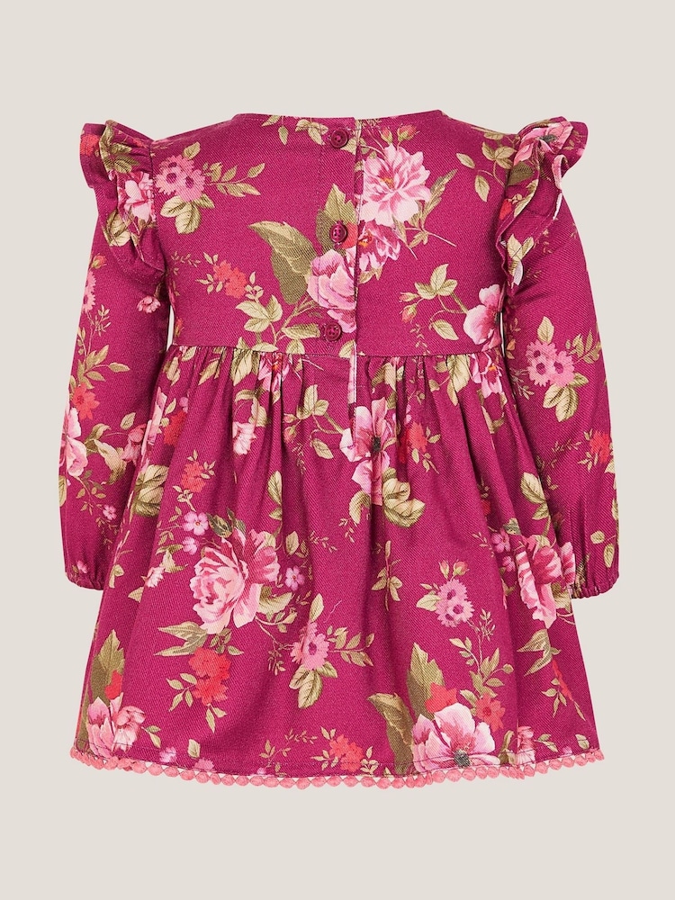 Monsoon Red Floral Bow Long Sleeve Dress - Image 2 of 3 Monsoon Red Floral Bow Long Sleeve Dress - Image 2 of 3