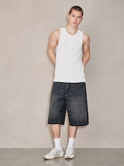 White Ribbed Henley Vest - Image 2 of 8