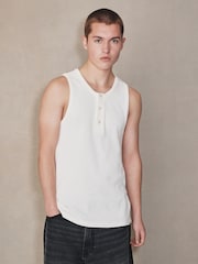 White Ribbed Henley Vest - Image 4 of 8