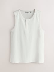 White Ribbed Henley Vest - Image 6 of 8