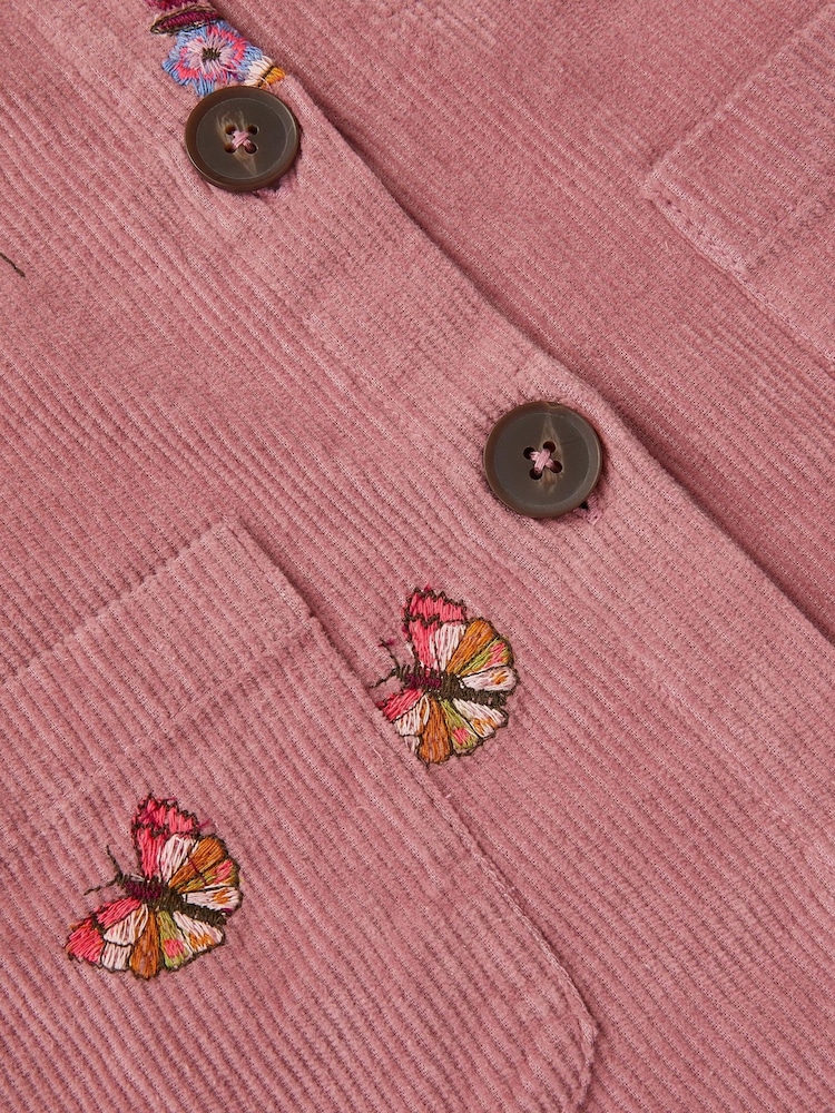 Monsoon Pink Embroidered Corduroy Pinafore Dress - Image 4 of 4
