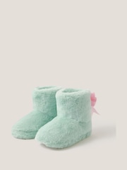 Monsoon Green Fluffy Bow Slipper Boots - Image 2 of 3
