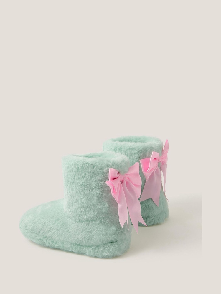 Monsoon Green Fluffy Bow Slipper Boots - Image 3 of 3