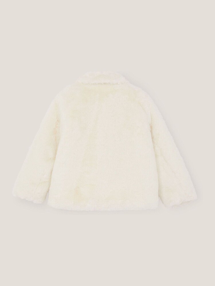 Monsoon Cream Bow Faux Fur Coat - Image 2 of 3