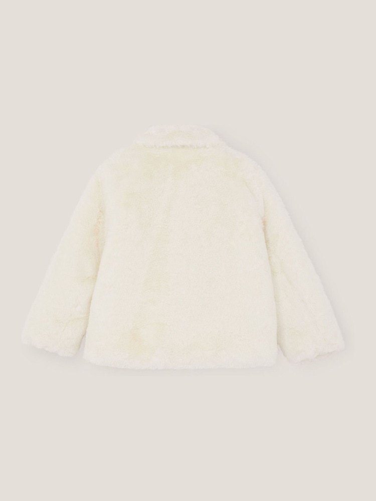 Monsoon Cream Bow Faux Fur Coat - Image 2 of 3 Monsoon Cream Bow Faux Fur Coat - Image 2 of 3