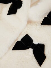 Monsoon Cream Bow Faux Fur Coat - Image 3 of 3