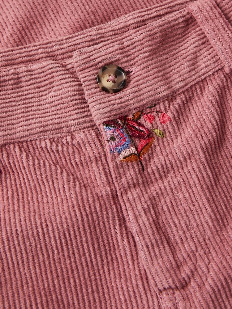 Monsoon Pink Embroidered Corduroy Wide Leg Trousers - Image 4 of 4 Monsoon Pink Embroidered Corduroy Wide Leg Trousers - Image 4 of 4