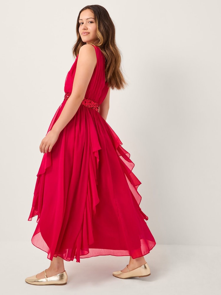 Monsoon Red Clemmie Sequin Chiffon Prom Dress - Image 1 of 3