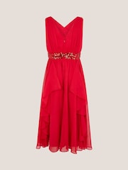 Monsoon Red Clemmie Sequin Chiffon Prom Dress - Image 2 of 3