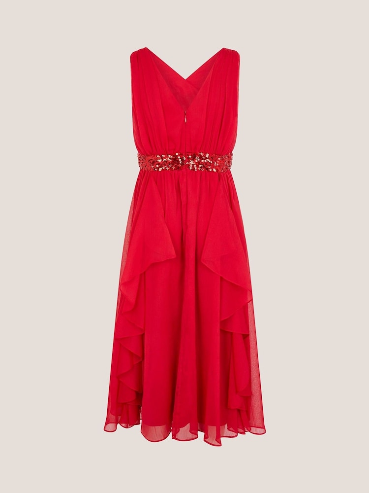 Monsoon Red Clemmie Sequin Chiffon Prom Dress - Image 2 of 3