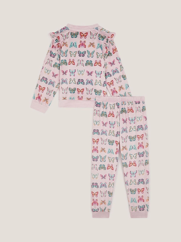 Monsoon Pink Butterfly Print Long Pyjamas Set - Image 2 of 3 Monsoon Pink Butterfly Print Long Pyjamas Set - Image 2 of 3