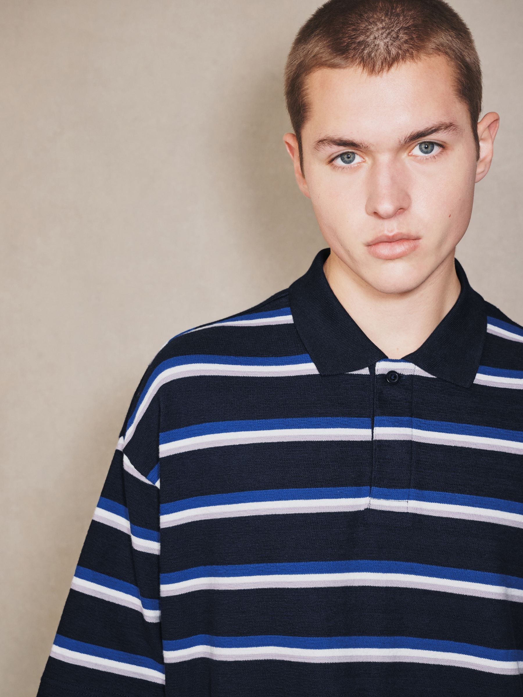 Buy Navy EDIT Horizontal Stripe Oversized Polo Shirt from Next USA