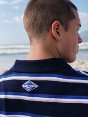 Navy EDIT Horizontal Stripe Oversized Polo Shirt - Image 12 of 16