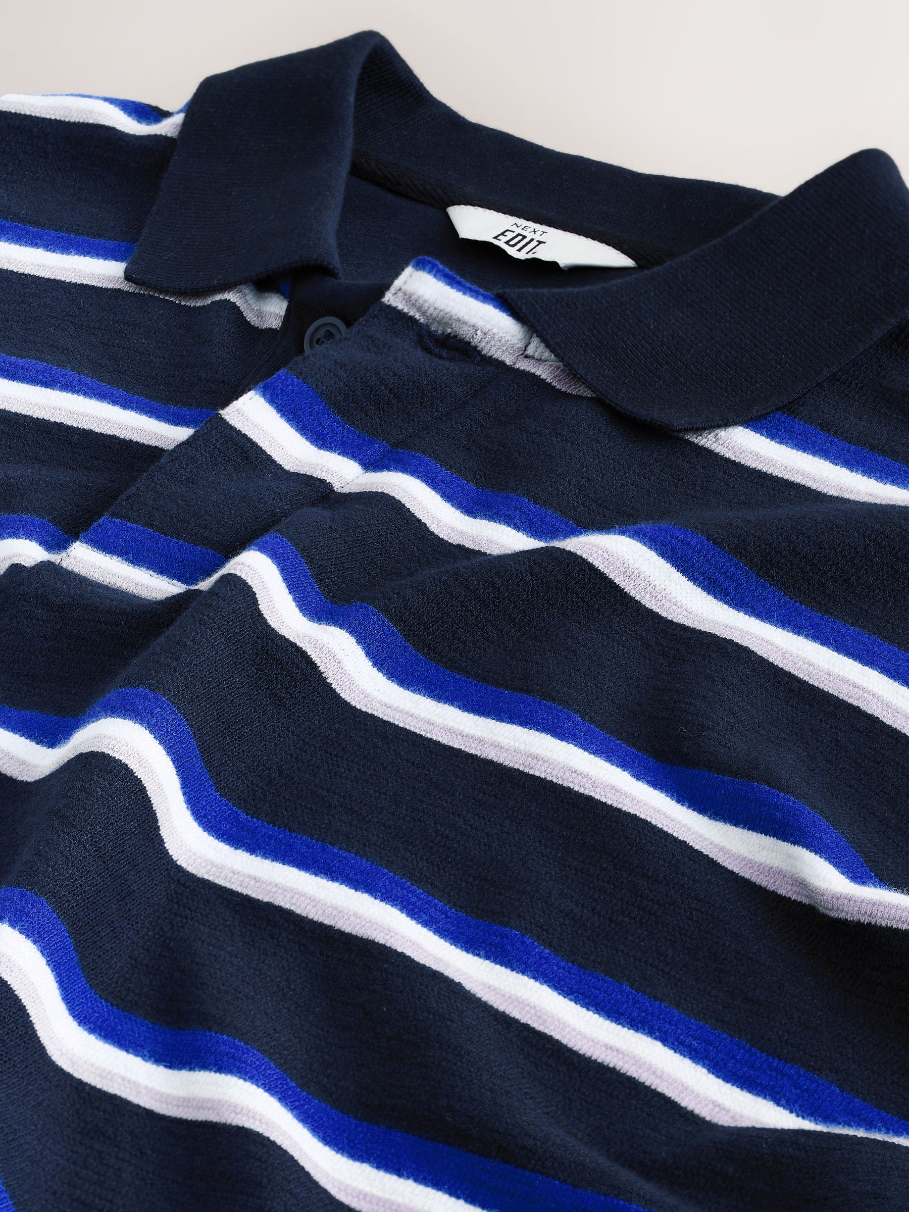 Buy Navy EDIT Horizontal Stripe Oversized Polo Shirt from Next USA