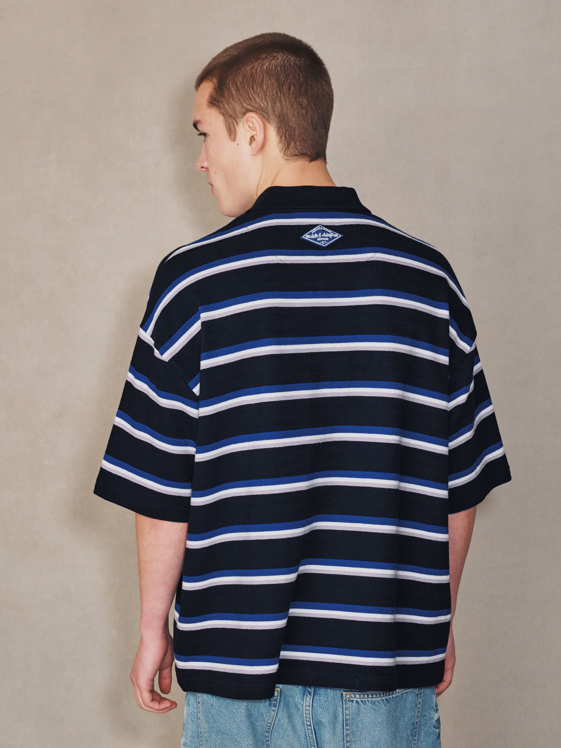 Buy Navy EDIT Horizontal Stripe Oversized Polo Shirt from Next USA