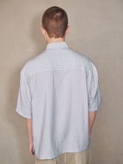 Purple Micro - Check Short Sleeve Shirt - 8的图像3｝