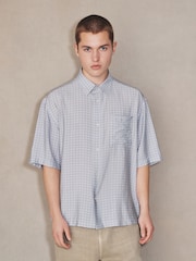 Purple Micro - Check Short Sleeve Shirt - 8的图像4｝