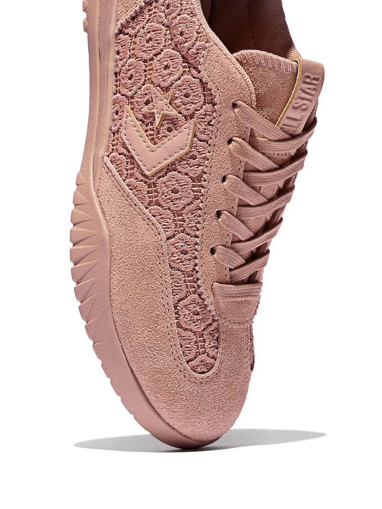 Converse Pink Run Star Floral Crochet Trainers - Image 5 of 5