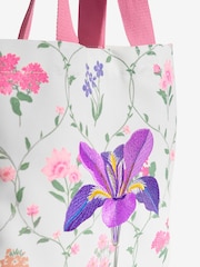 Love & Roses Ivory and Pink Floral Printed Canvas Tote Bag - Image 4 of 5