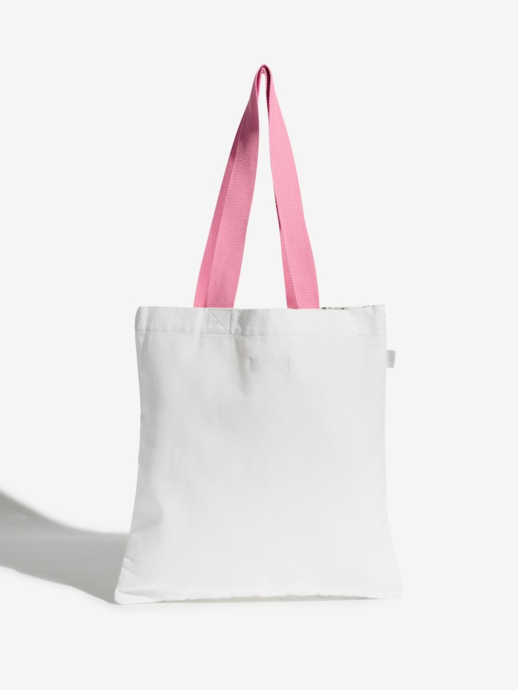 Love & Roses Ivory and Pink Floral Printed Canvas Tote Bag - Image 7 of 7