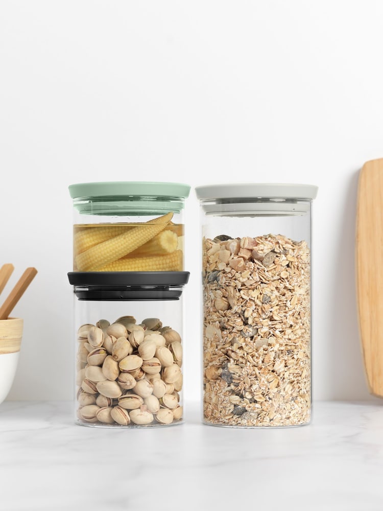Brabantia Set of 3 Transparent Glass Jars - Image 1 of 6 Brabantia Set of 3 Transparent Glass Jars - Image 1 of 6