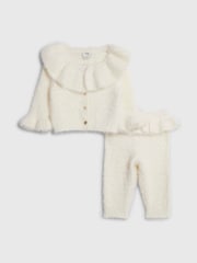 River Island Cream Baby Girls Fluffy Knit Jumper and Legging Set - Image 1 of 5