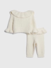 River Island Cream Baby Girls Fluffy Knit Jumper and Legging Set - Image 2 of 5