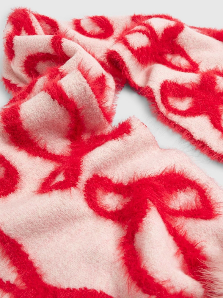 River Island Pink Girls Bow Jacquard Scarf - Image 3 of 3