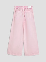 River Island Pink Girls Acid Wash Embellished Wide Leg Jeans - Image 2 of 4