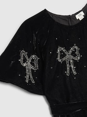 River Island Girls Velvet Bow Playsuit - Imagen 3 de 4