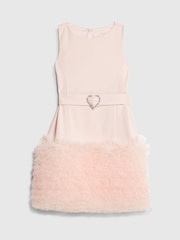 River Island Pink Girls 3D Organza Hem Dress - Image 1 of 4