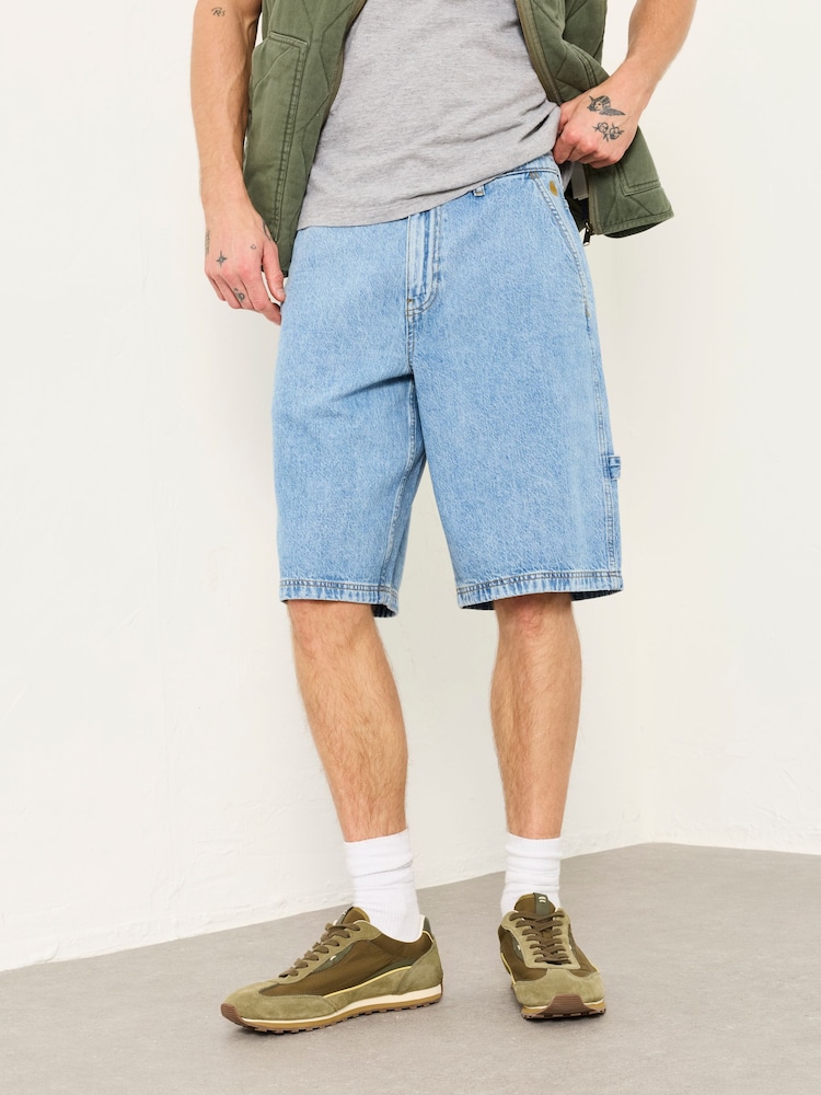 FatFace Light Blue Denim Loose Fit Denim Shorts - Image 1 of 3