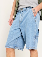 FatFace Light Blue Denim Loose Fit Denim Shorts - Image 3 of 3