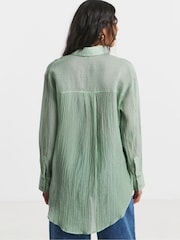 Simply Be Green Pintuck Tuxedo Shirt - Image 2 of 4