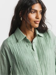 Simply Be Green Pintuck Tuxedo Shirt - Image 3 of 4