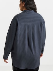 Simply Be Grey Oversized Pinstripe Shirt - Image 2 of 5