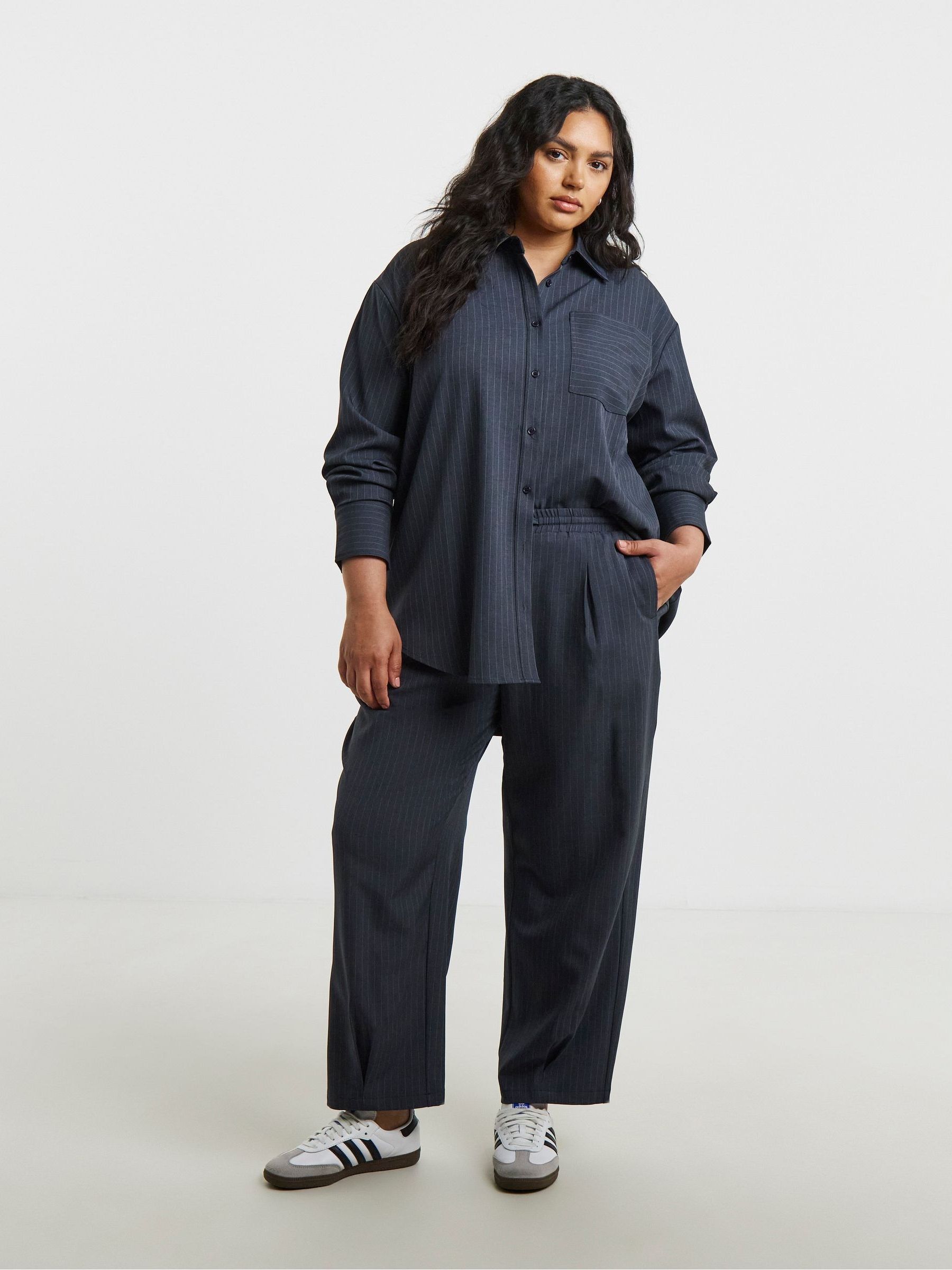 Buy Simply Be Grey Oversized Pinstripe Shirt from Next USA