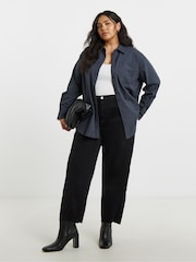 Simply Be Grey Oversized Pinstripe Shirt - Image 5 of 5