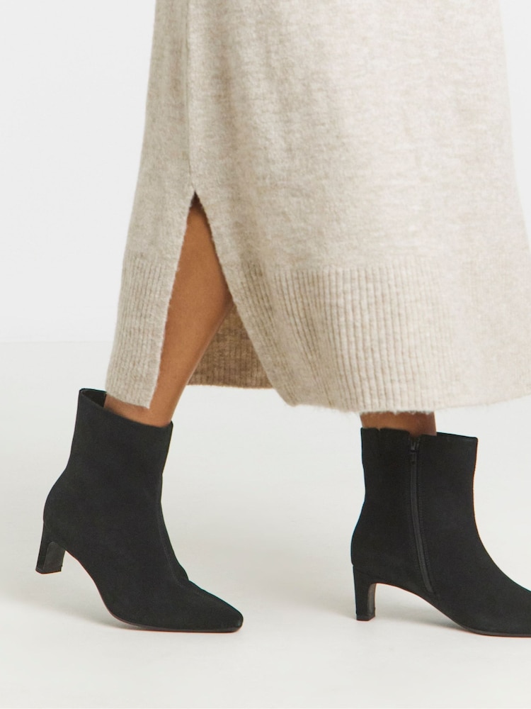 Anthology By JD Williams Black Wide Fit Premium Pointed Toe Kitten Heel Boots - Image 1 of 4 Anthology By JD Williams Black Wide Fit Premium Pointed Toe Kitten Heel Boots - Image 1 of 4