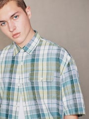 أخضر - Madras Check Short Sleeve Shirt - Image 1 of 7