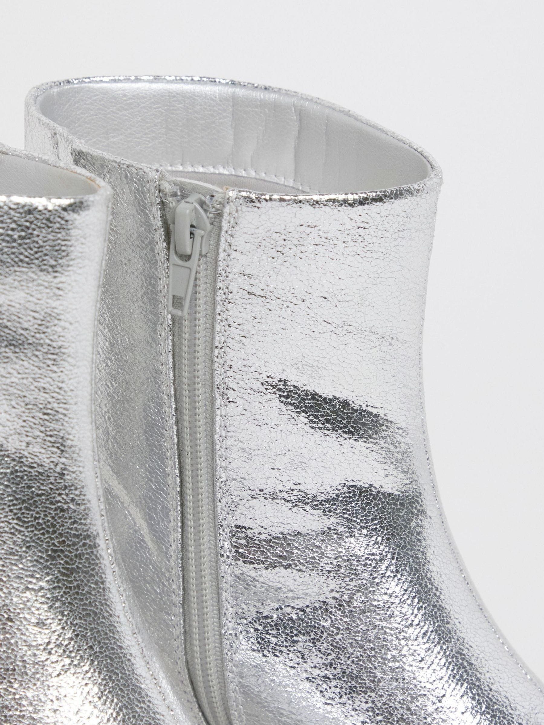 Buy Simply Be Silver Extra Wide Fit Micro Heel Ankle Boots from