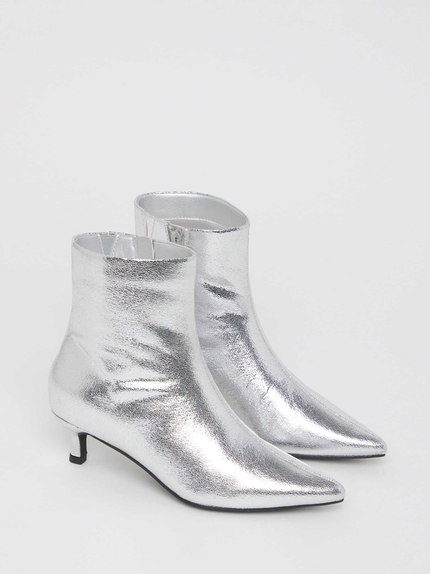 Buy Simply Be Silver Wide Fit Micro Heel Ankle Boots from Next