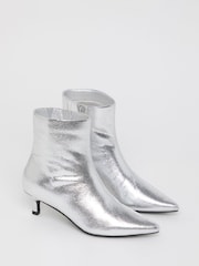 Simply Be Silver Wide Fit Micro Heel Ankle Boot - Image 2 of 4