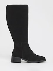 JD Williams Black Extra Wide Fit Low Block Heel Knee High Boots - Image 2 of 4