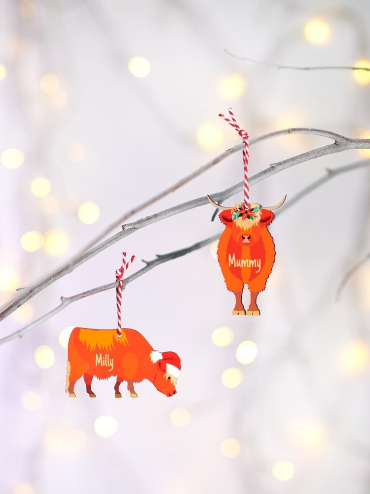 Personalised Highland Cow Christmas Decoration by Oakdene - Image 1 of 2 Personalised Highland Cow Christmas Decoration by Oakdene - Image 1 of 2