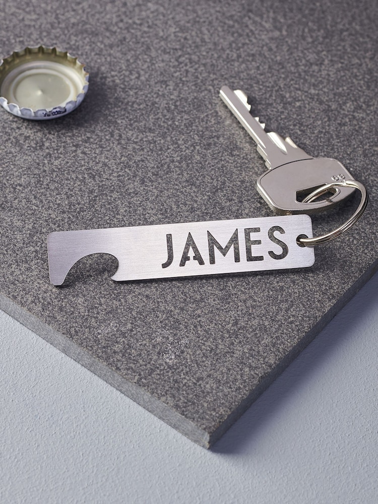 Personalised Stainless Steel Keyring Bottle Opener by Oakdene - Image 1 of 1