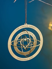 Personalised Brass Globe Christmas Decoration by Oakdene - Image 1 of 1
